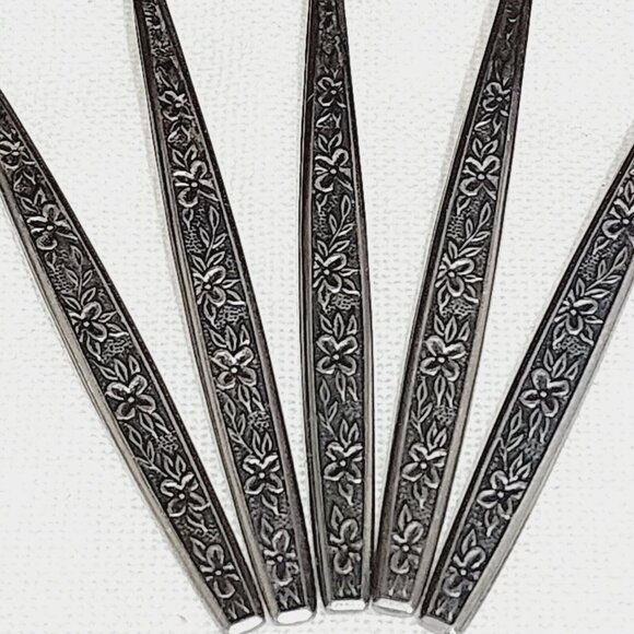 5 Stanley Roberts Rogers Stainless La Spana Teaspoon Spoons floral MCM flatware - Picture 4 of 11